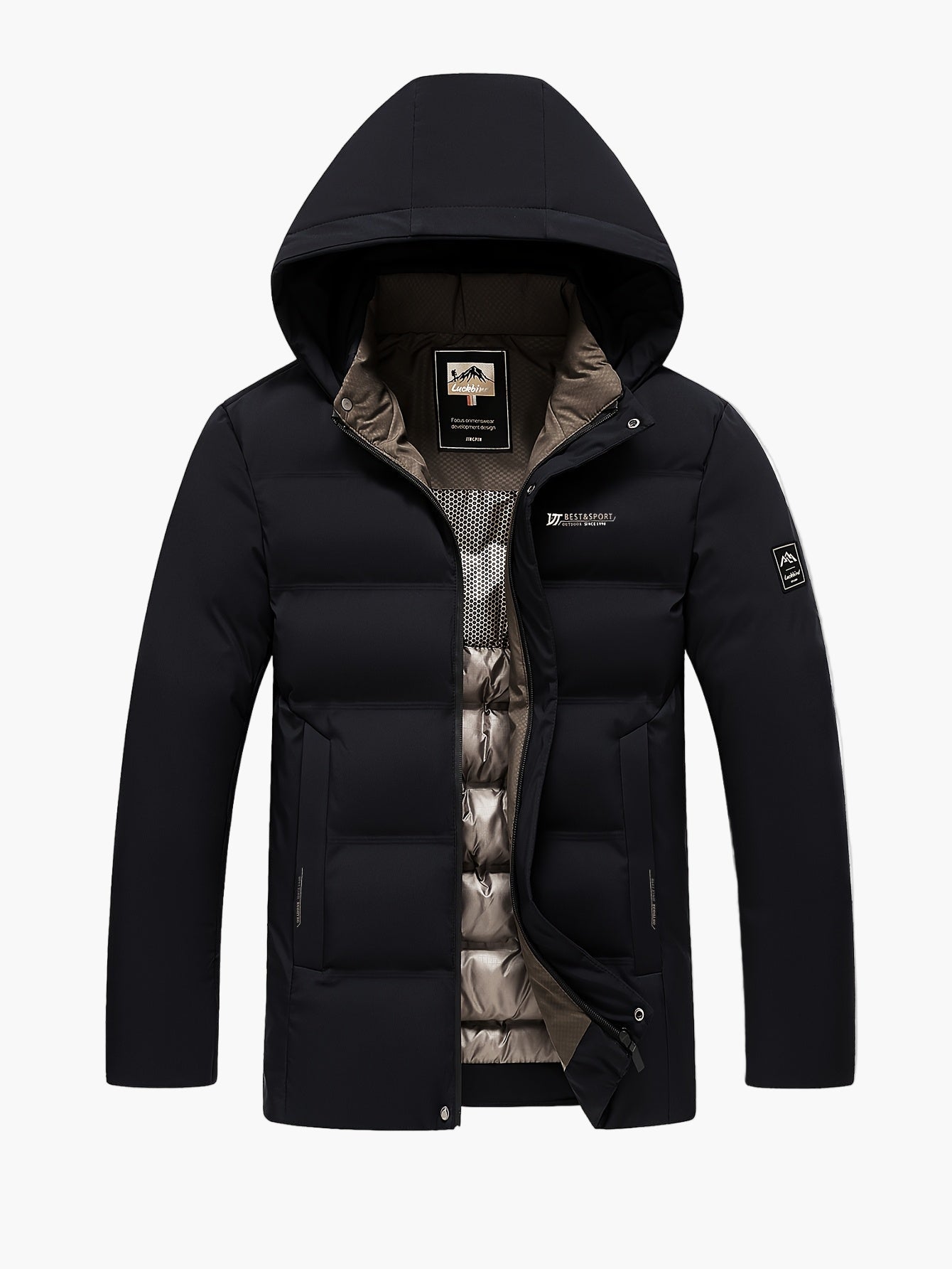Men's Down Jacket with Hood – Winter Outdoor Quilted Jacket for Leisure & Everyday Use