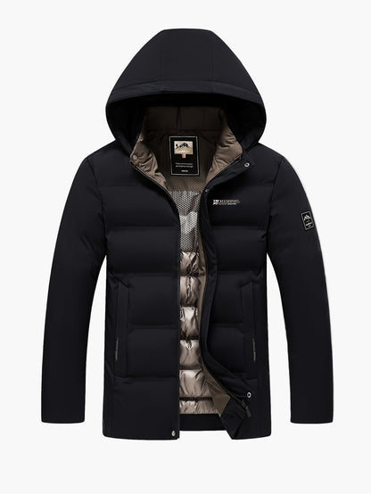 Men's Down Jacket with Hood – Winter Outdoor Quilted Jacket for Leisure & Everyday Use
