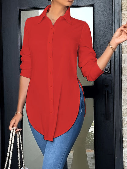 Women's Long-Sleeve Blouse Elegant Business Casual Shirt Tunic