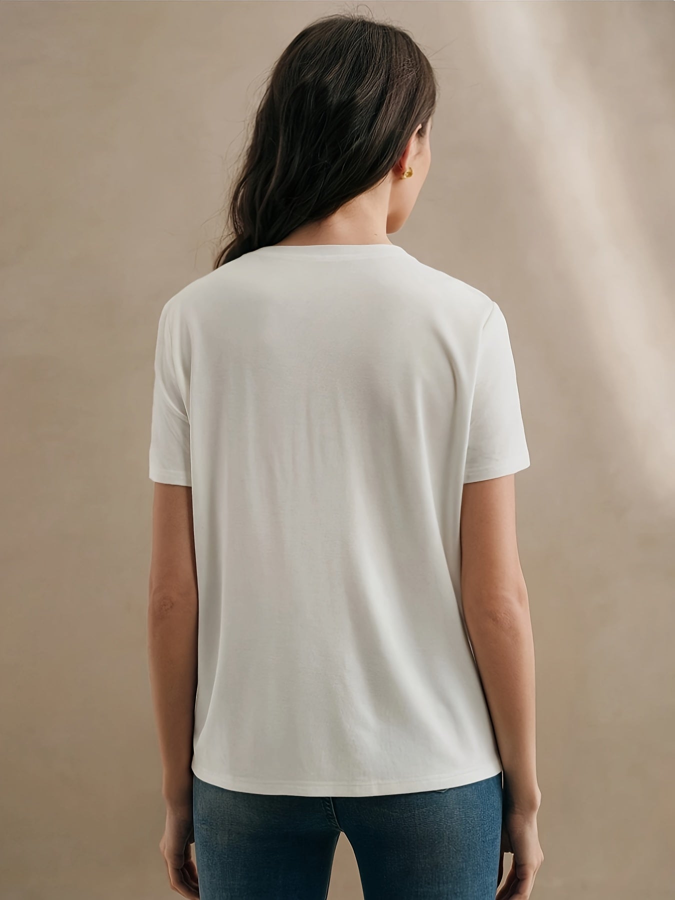 Women's T-shirt with Lemon Embroidery and Summery Fruit Design, Casual Style