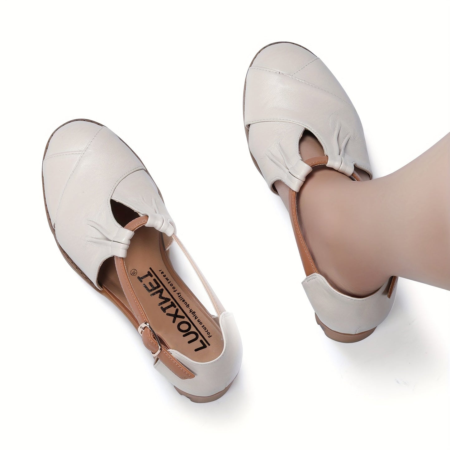 Women's Comfort Sandals with Block Heel and Elegant T-Strap for Everyday and Office Use