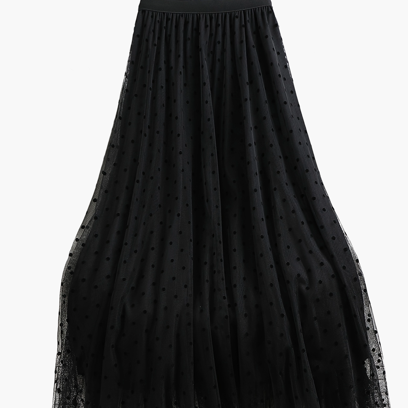 Women's Elegant Midi Skirt with Polka Dots and Flared Cut – Perfect for Spring and Summer