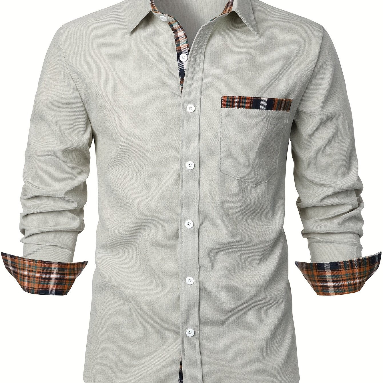 Men's Modern Fit Casual Shirt with Check Details – Stylish Long-Sleeve Shirt for Everyday and Office Wear
