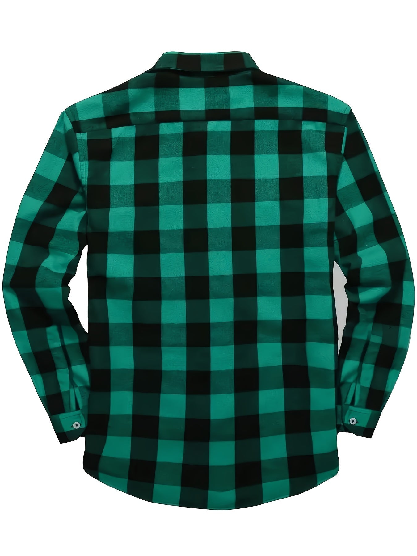 Men’s plaid long-sleeve casual shirt with chest pockets
