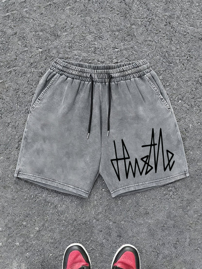 Herren Streetwear Shorts mit „Hustle“-Print – Lässige Urban Style Shorts für Alltag und Freizeit