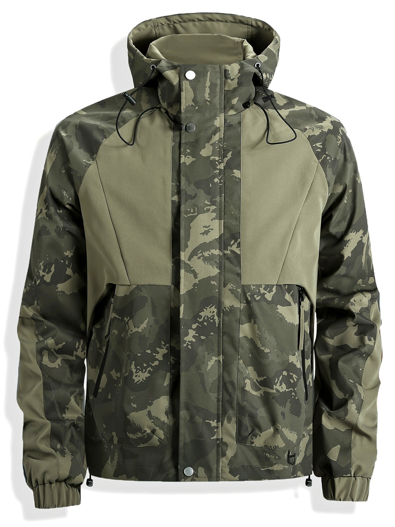 Men's camouflage jacket with hood and zipper