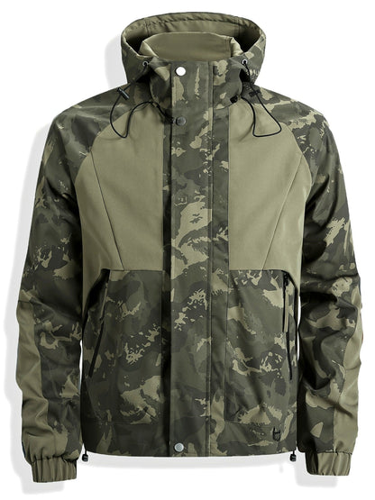 Men's camouflage jacket with hood and zipper