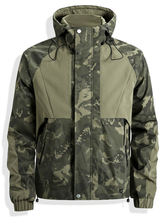 Men's camouflage jacket with hood and zipper