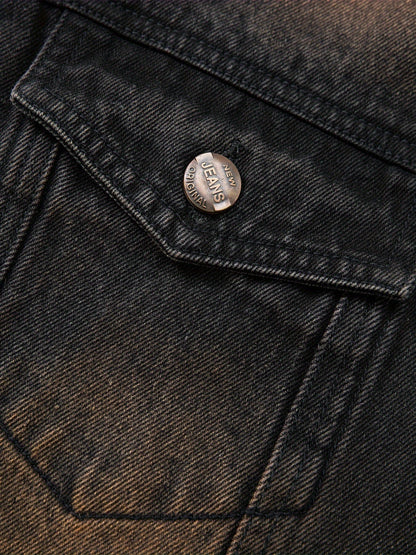 Men's black washed sleeveless denim vest