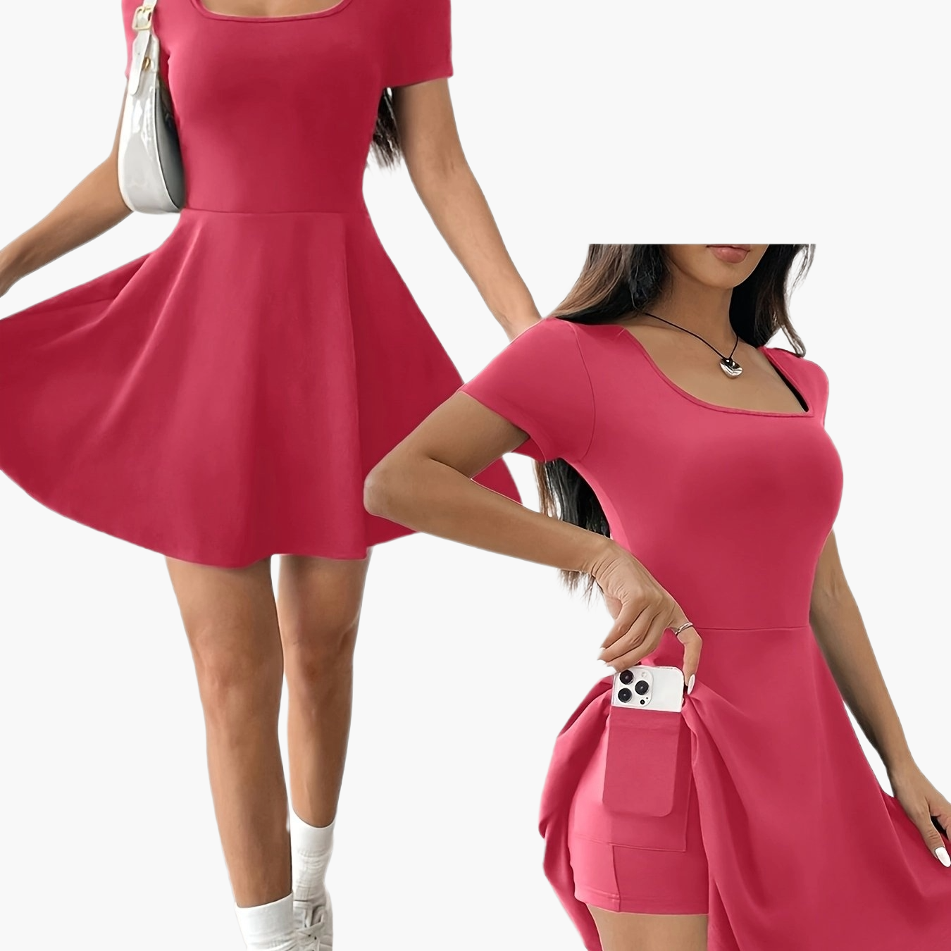 Women's Elegant Casual Dress with Short Sleeves and A-Line Cut – Perfect for Everyday and Going Out