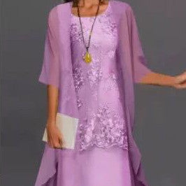 Hannah – Elegantes Spitzen-Chiffonkleid im Zweiteiler-Design