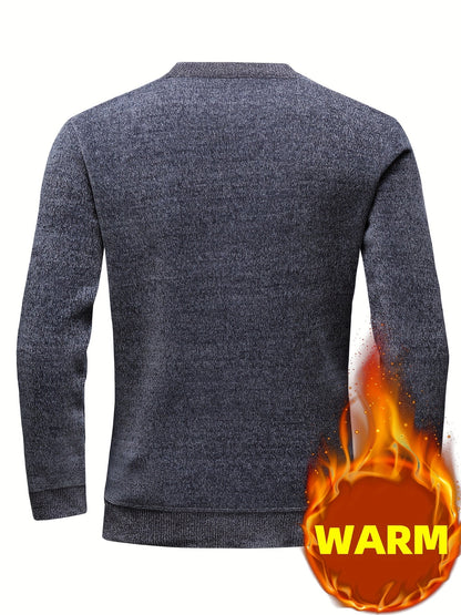 Herren Rundhalspullover Strickoptik mit Streifen und Strukturmuster