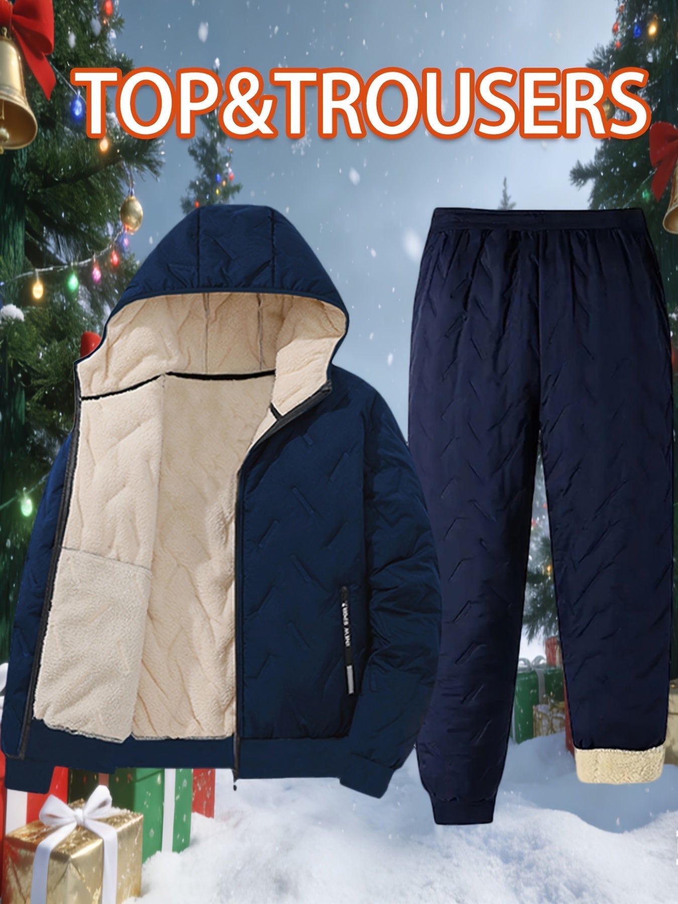 Quilted men's tracksuit, lined, with hood, 2-piece