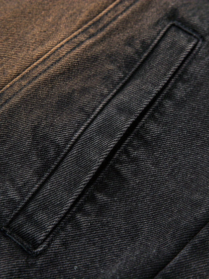 Men's black washed sleeveless denim vest