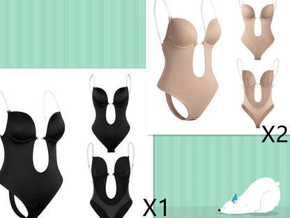 Holly – Eng geschnittene Einteiler mit tiefem V-Ausschnitt und engem Bauch