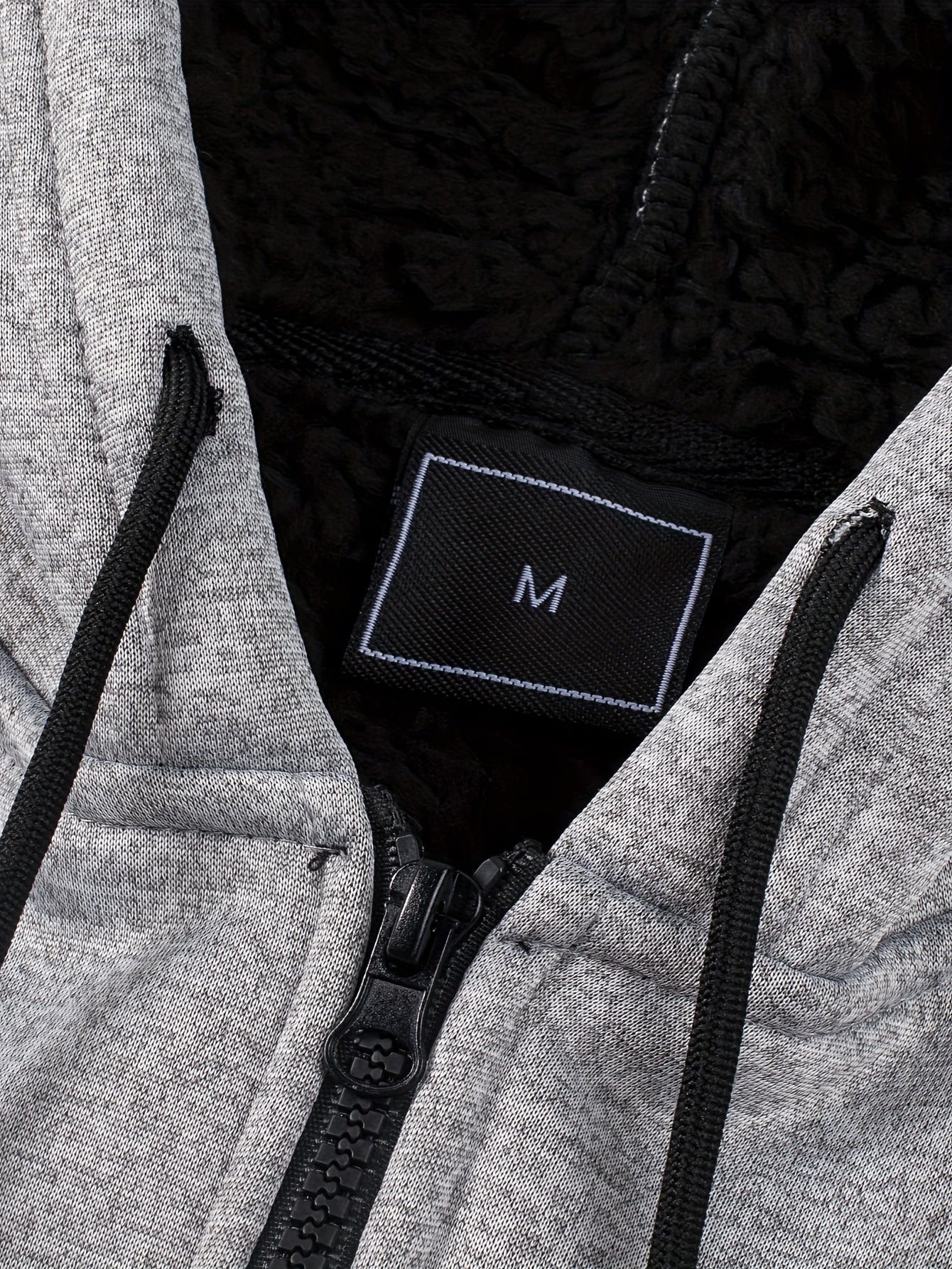 Grauer Herren Kapuzenpullover mit Reißverschluss und Teddyfutter