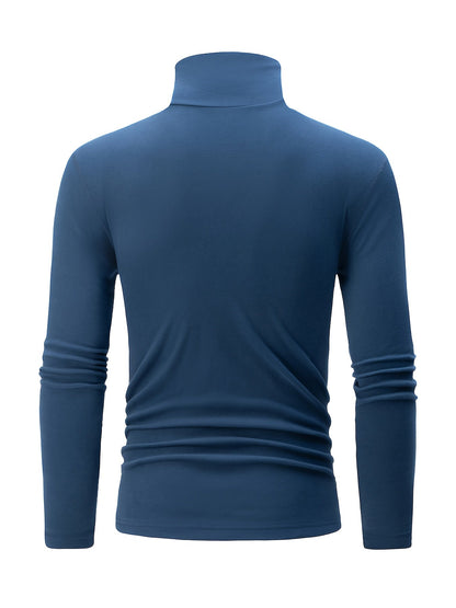 Herren Rollkragenpullover Langarm Slim Fit Basic Top im 4er-Set - Schwarz, Weiß, Grau, Hellblau