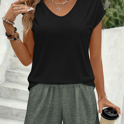 Women's Casual Set Short-Sleeve T-Shirt and Shorts for Summer – Comfortable Loungewear Style