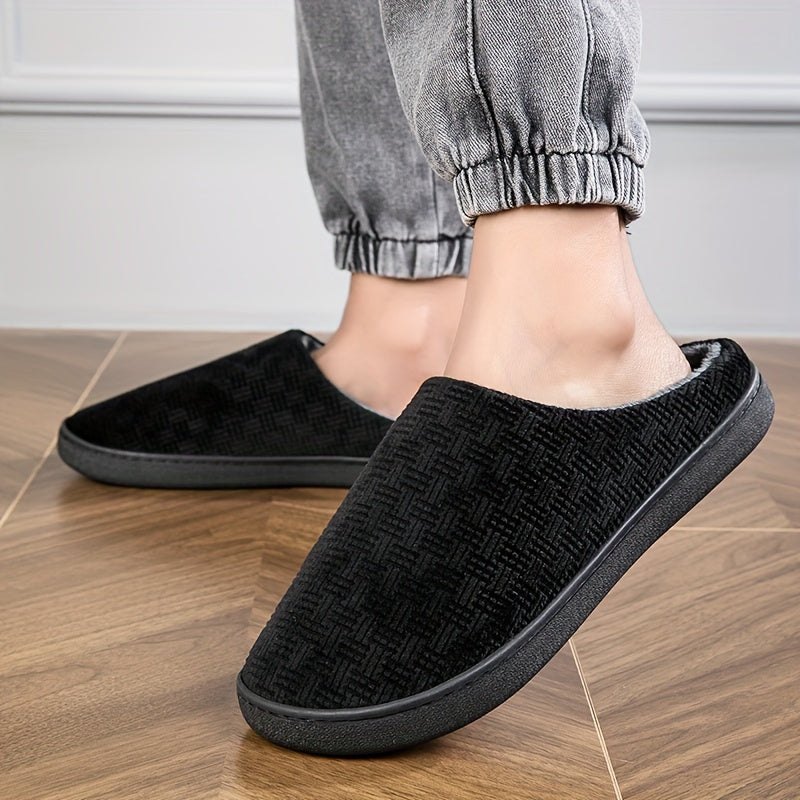 Unisex black slippers with soft lining