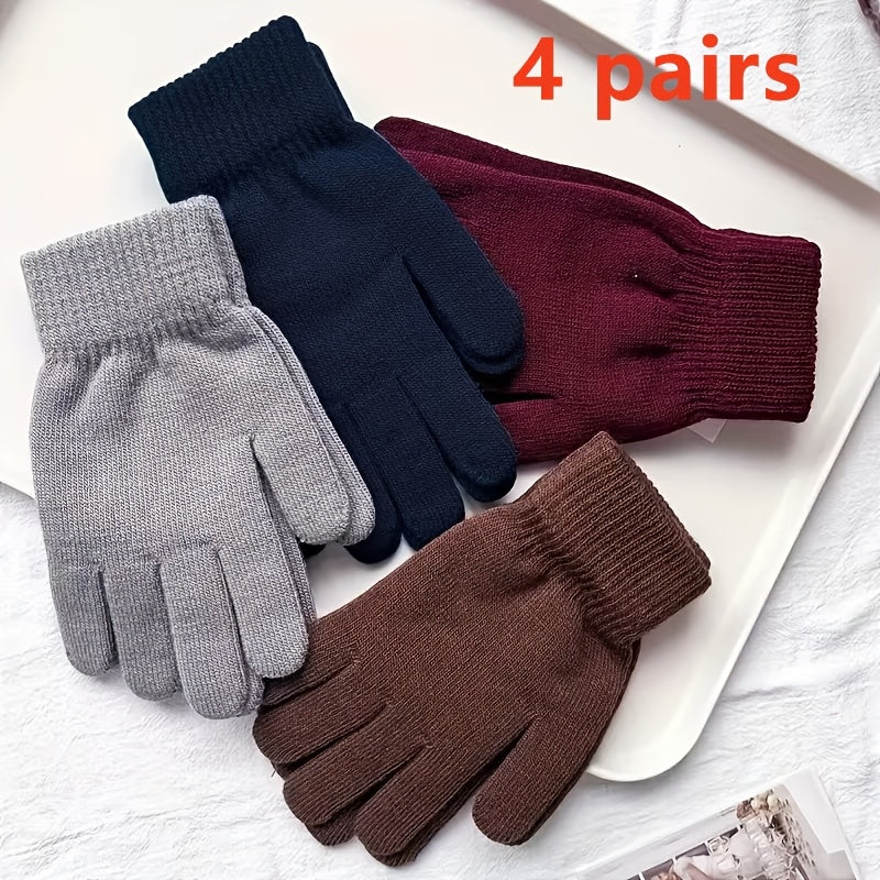 Unisex knitted gloves with ribbed cuffs, winter set