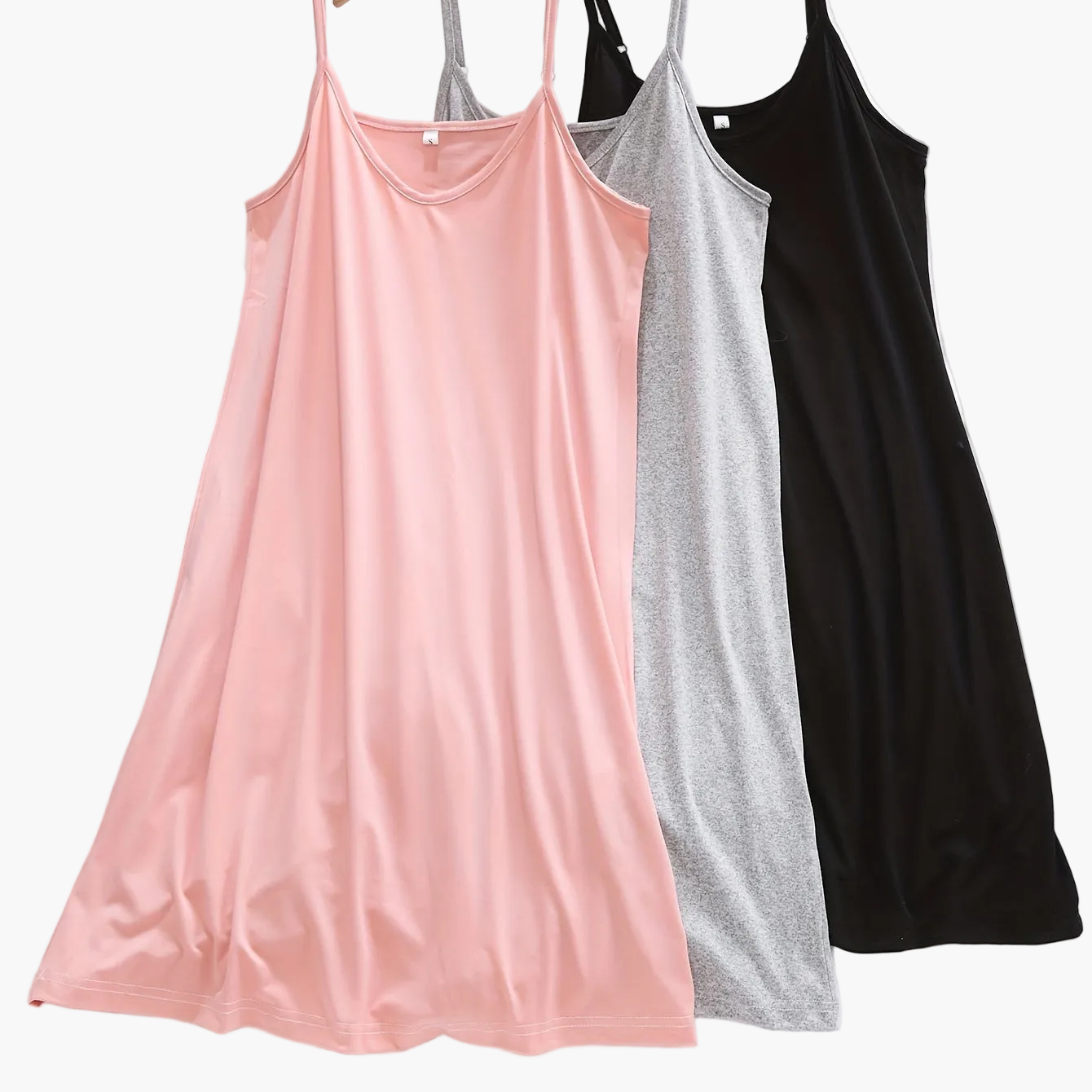Women's Nightgown Set – Elegant Spaghetti Strap Slip Dress for Spring and Summer, 3-Pack