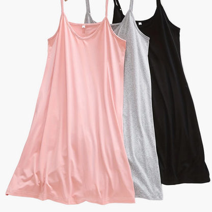 Women's Nightgown Set – Elegant Spaghetti Strap Slip Dress for Spring and Summer, 3-Pack