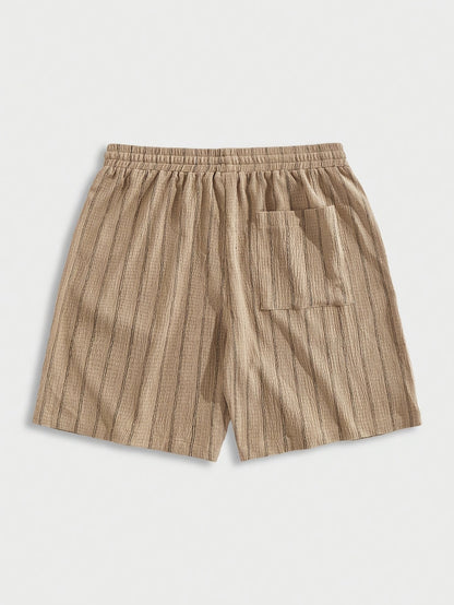 Men's Casual Shorts with Stripe Pattern and Drawstring – Perfect for Summer & Sports