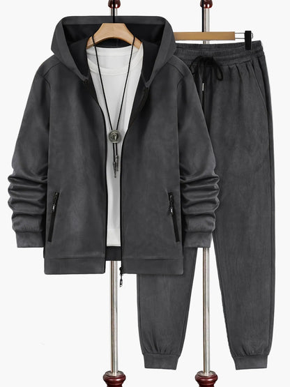 Men's Sweat Suit Set with Hooded Jacket and Zipper – Sporty & Casual for Leisure and Everyday Use