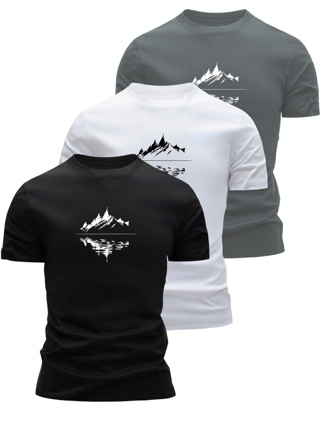 Men's T-Shirt with Mountain Landscape Print – Modern Casual Shirt for Outdoor and Everyday Use