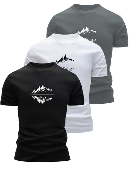 Men's T-Shirt with Mountain Landscape Print – Modern Casual Shirt for Outdoor and Everyday Use