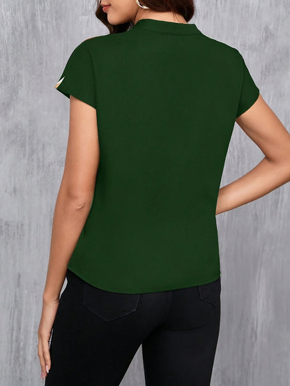 Women's Blouse Elegant with Modern Print and V-Neck – Office & Everyday