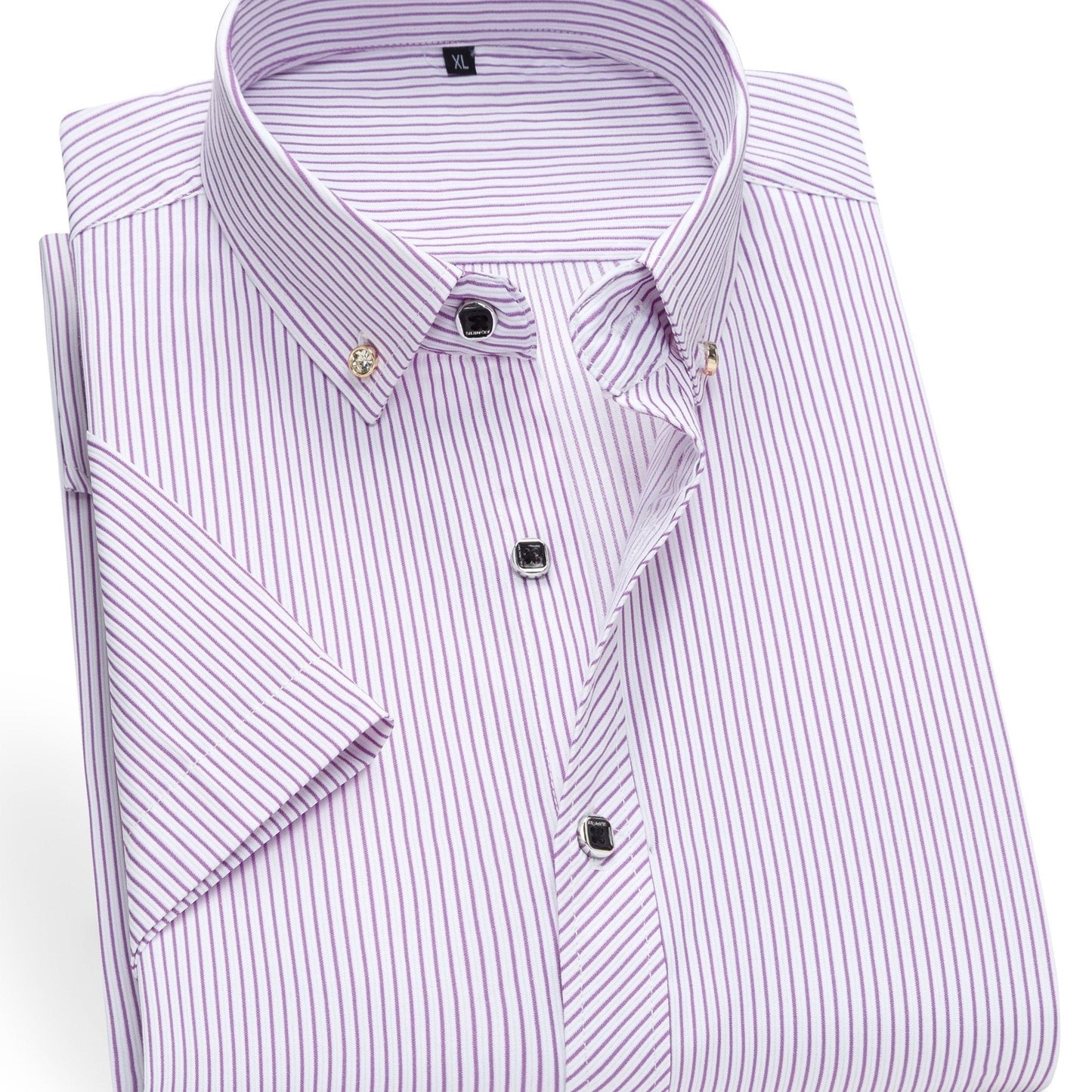 Men's Business Short-Sleeve Shirt with Pinstripes – Modern Design for Office and Leisure