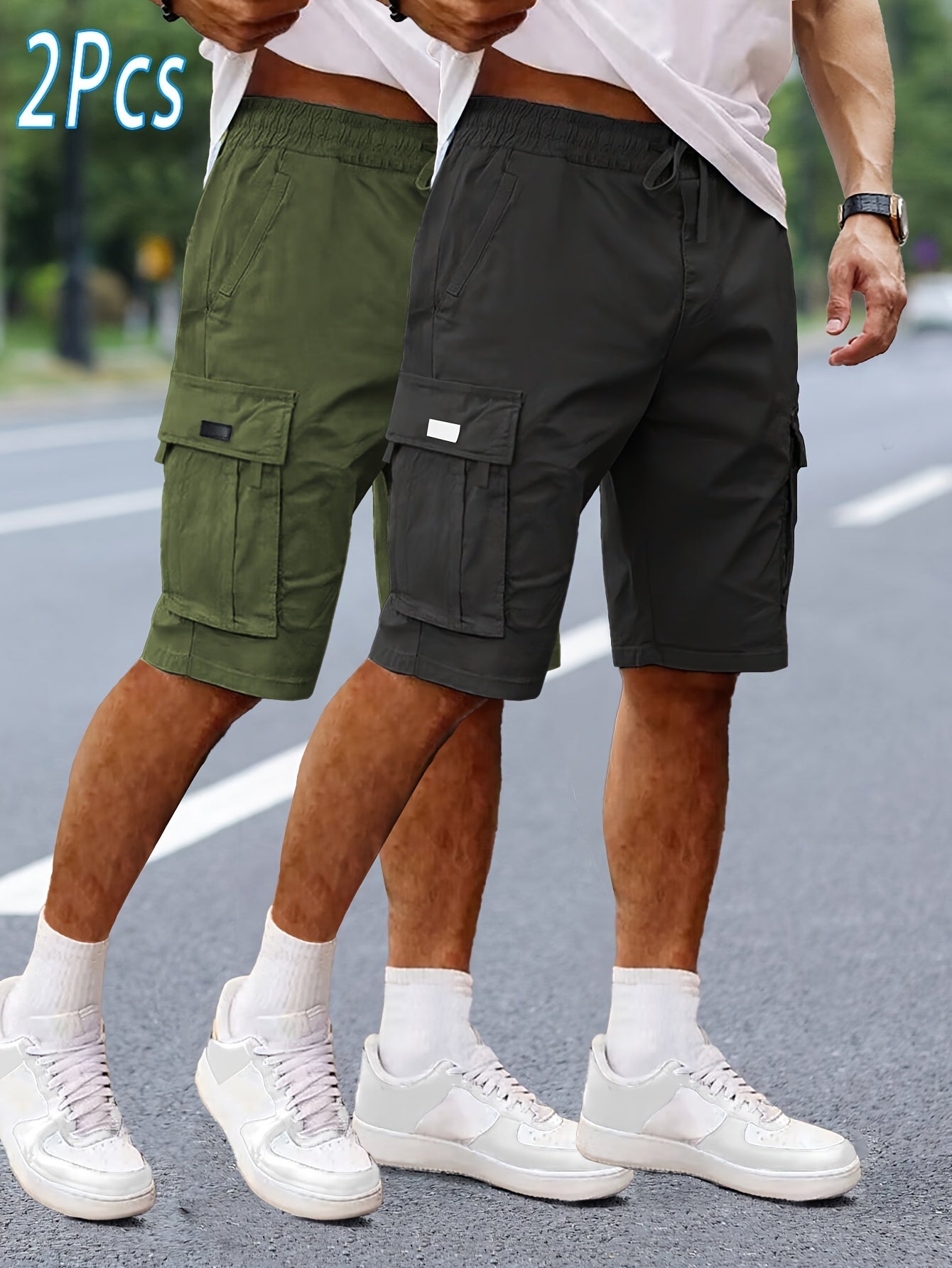 Men's Cargo Shorts 2-Pack – Casual Outdoor and Leisure Bermudas with Pockets