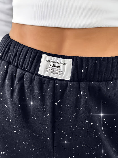 Damen Weite Sternenhimmel Freizeithose für Frühling und Sommer – Lässiger Streetstyle