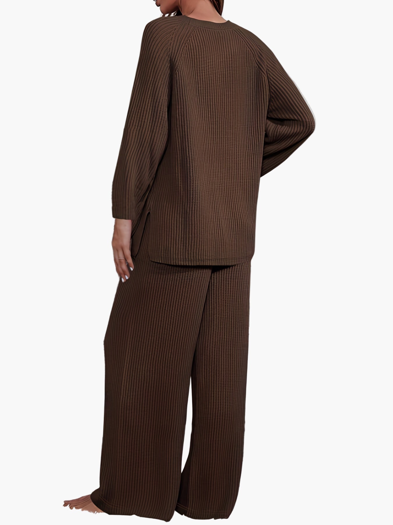 Women's lounge set two-piece with wide leg – Comfortable casual outfit for home and everyday use