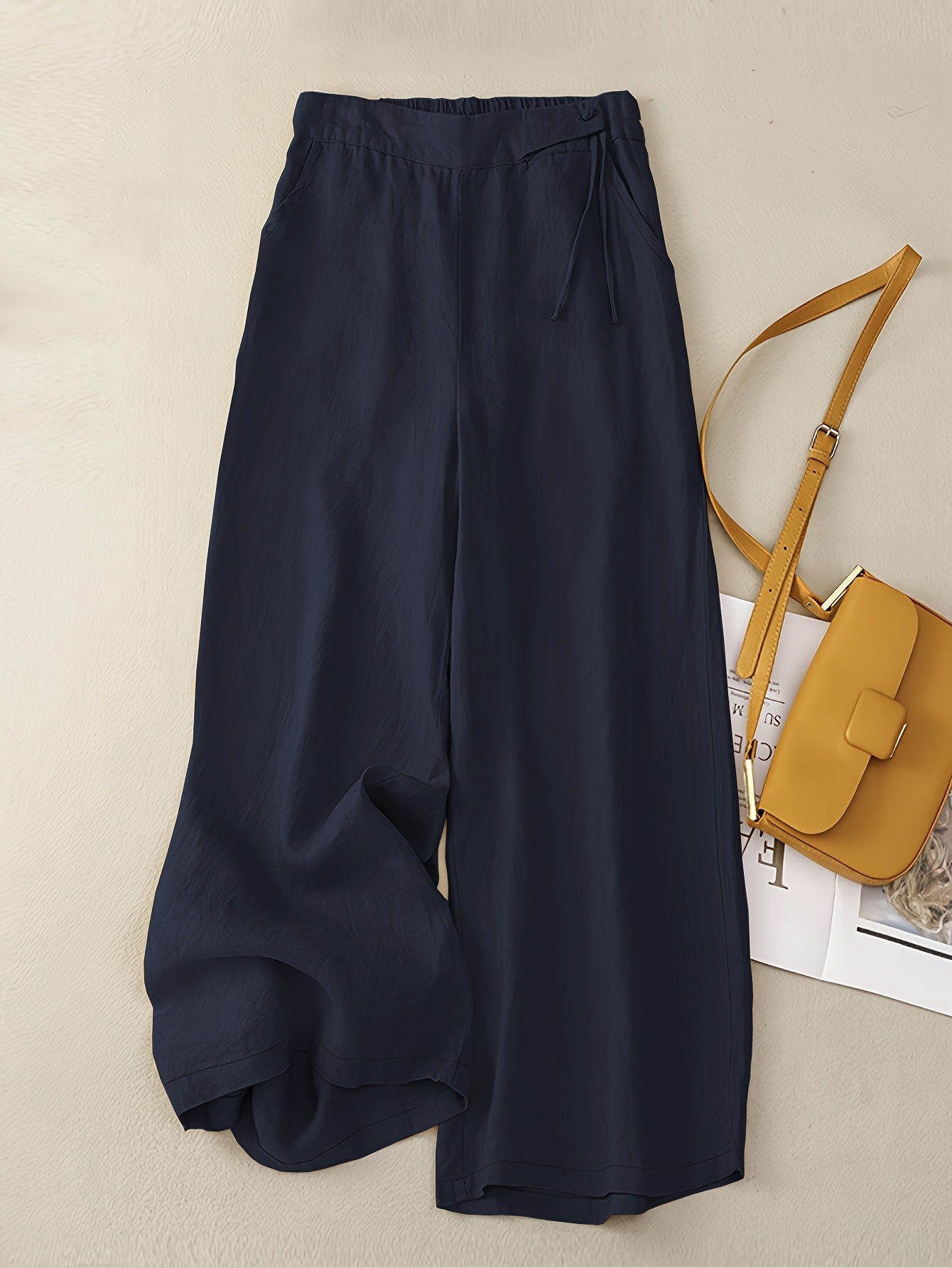 Women's Wide-Leg Casual Pants Elegant with Tie Belt – Perfect for Spring and Summer