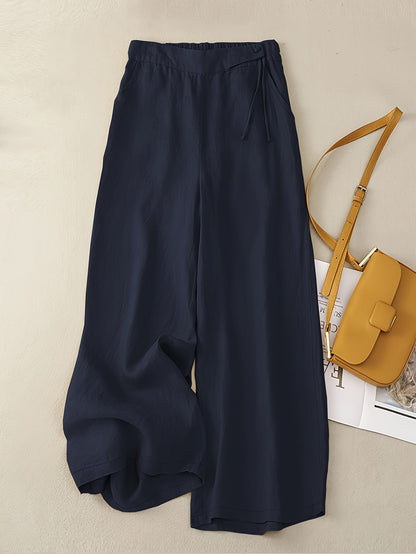 Women's Wide-Leg Casual Pants Elegant with Tie Belt – Perfect for Spring and Summer