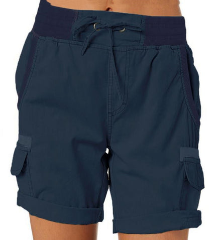 Women's Cargo Shorts Leisure Summer with Drawstring, Elastic Waistband and Pockets – Comfortable Outdoor & Casual Bermuda Shorts