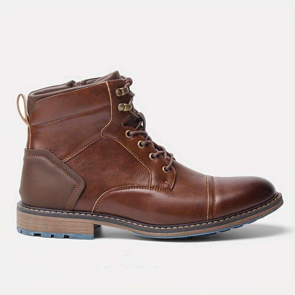 Herren Schnürstiefeletten Braun mit Profilsohle