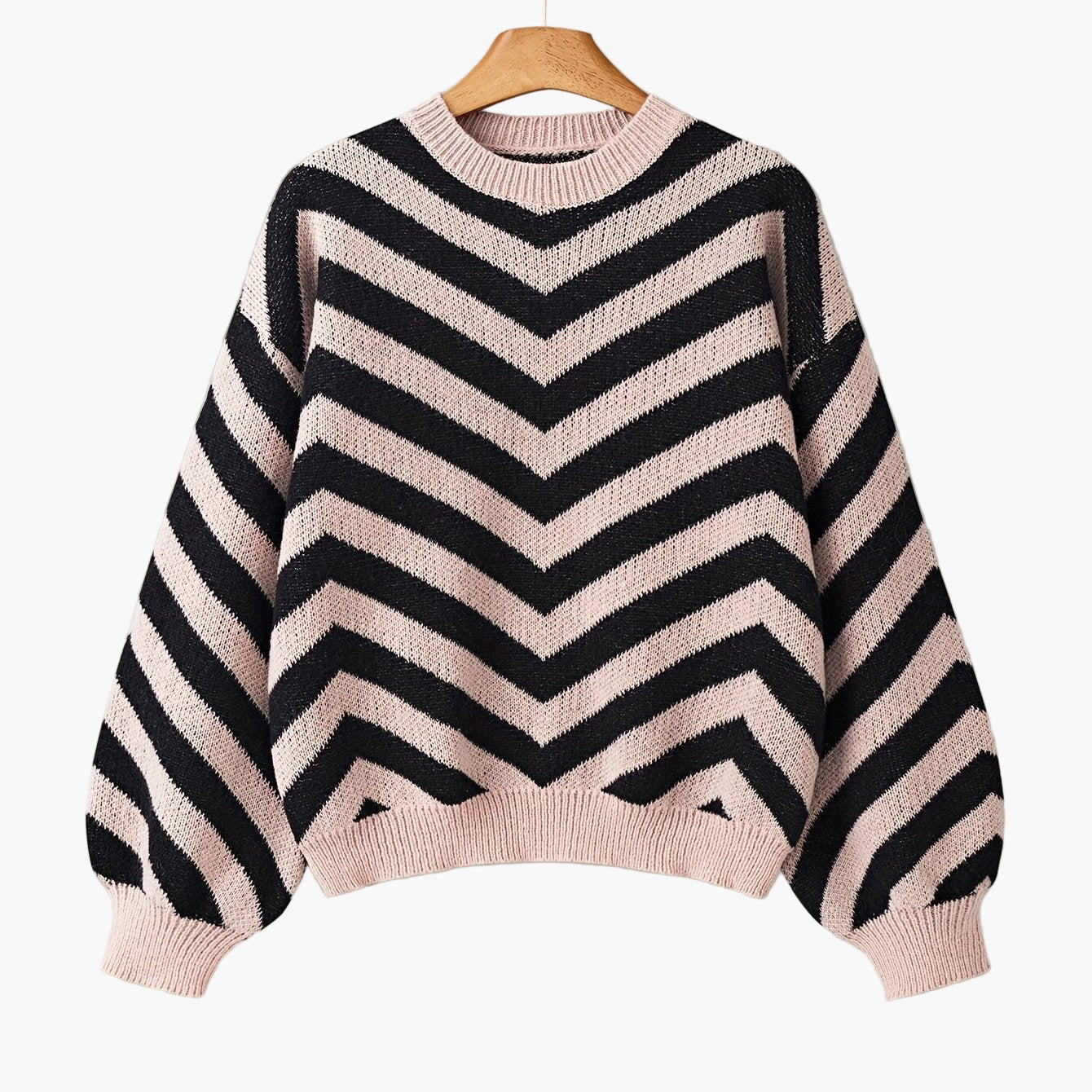 Damen Strickpullover mit Chevron-Muster und modernem Oversize-Look – Perfekt für Herbst und Winter