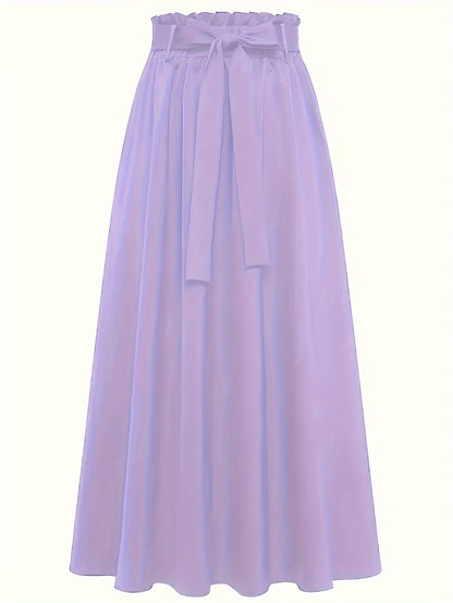Women's Maxi Skirt with High Waist and Bow – Elegant Casual Skirt for Spring and Summer