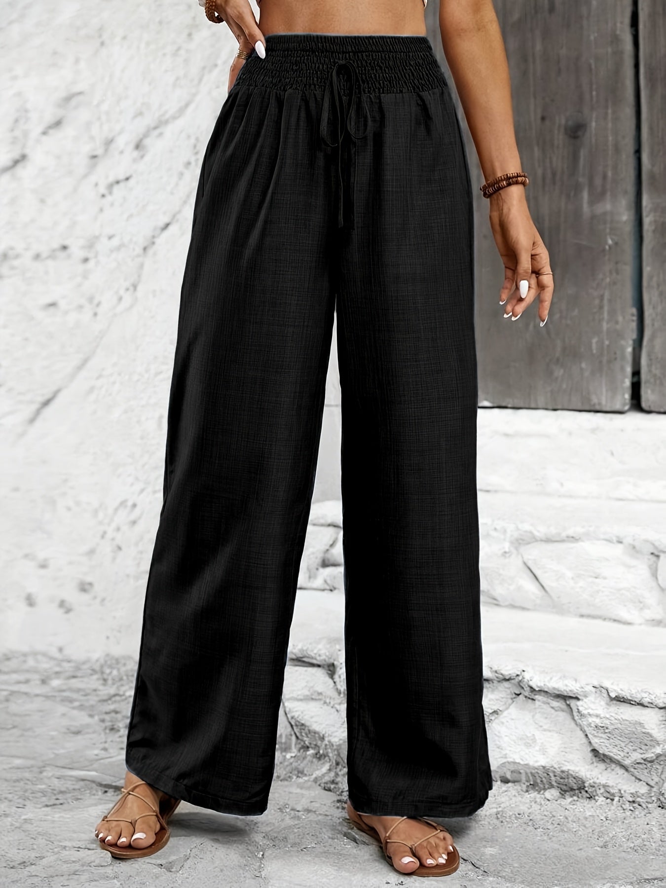 Women's Wide Elegant Pants with Elastic Waistband – Perfect for Everyday and Leisure