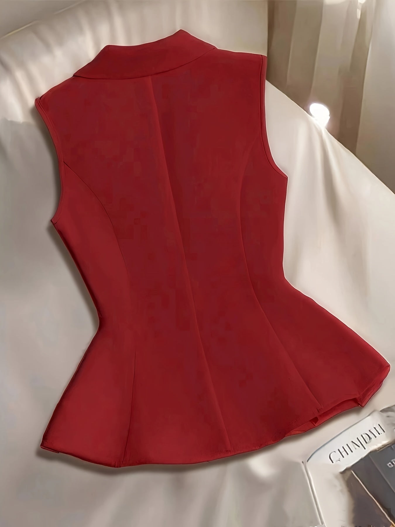 Women's Elegant Sleeveless Vest with Waist Shaping and Peplum for Business and Casual Wear