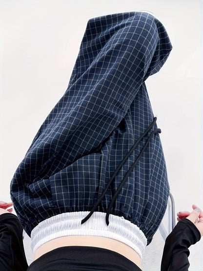 Women's Wide-Leg Pants with Checkered Pattern for Casual and Streetwear