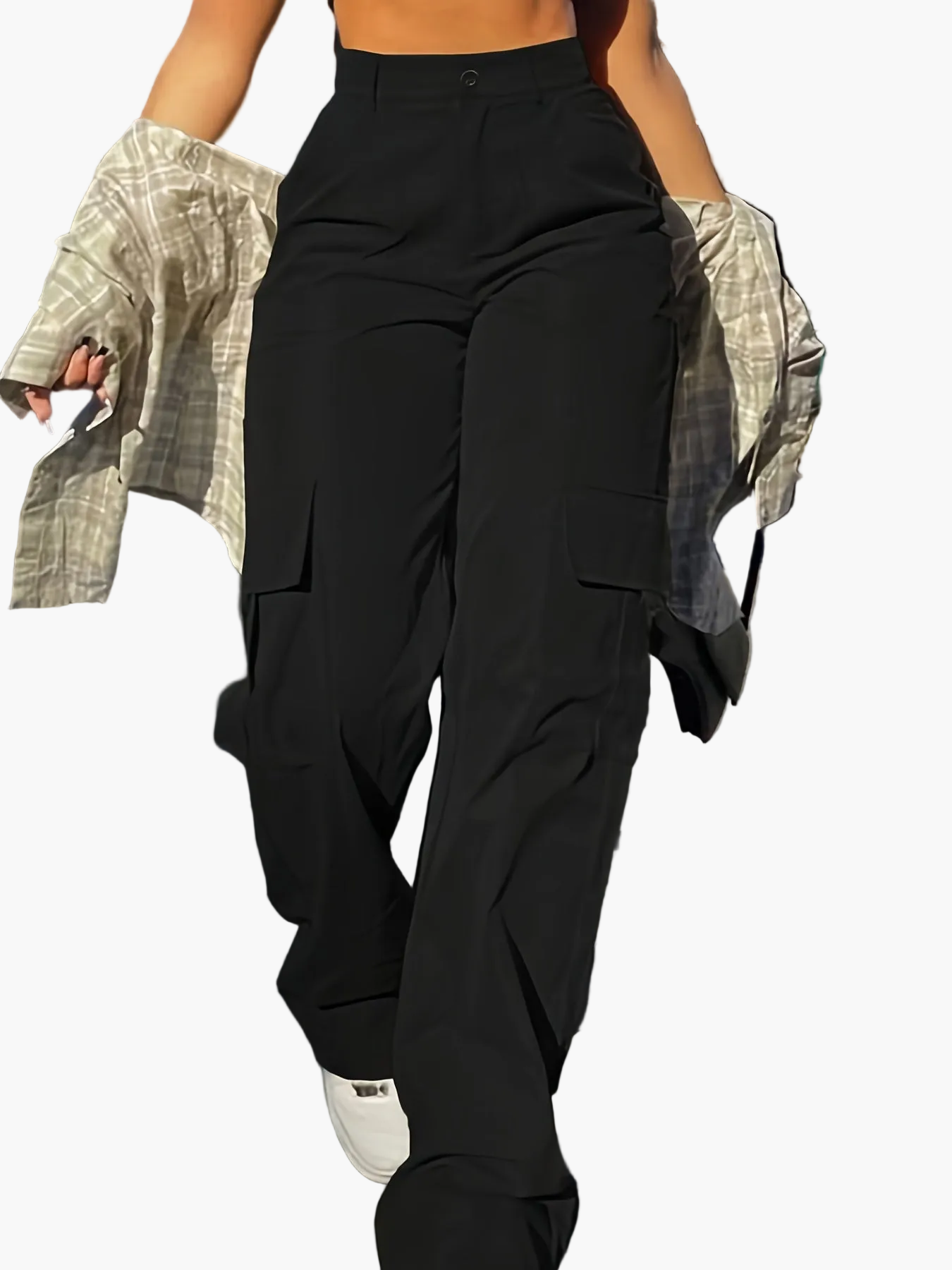 Damen Y2K Streetwear Cargo Hose mit weitem Bein – Modische High-Waist Hose für Freizeit und Alltag