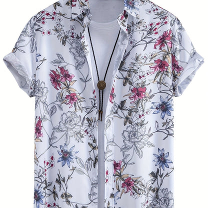 Men's Short-Sleeve Casual Shirt with Shell Motif – Modern Resort Shirt for Beach & Vacation