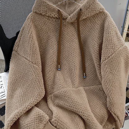 Unisex Flauschiger Hoodie mit Kapuze und Kängurutasche