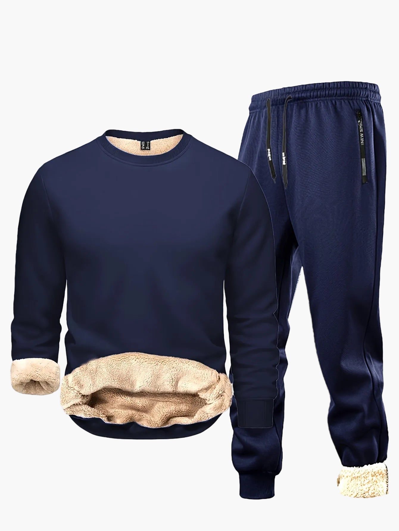 Men's Two-Piece Exercise Suit for Autumn & Winter – Fleece Lined, Casual, Warm, Ideal for Leisure & Exercise