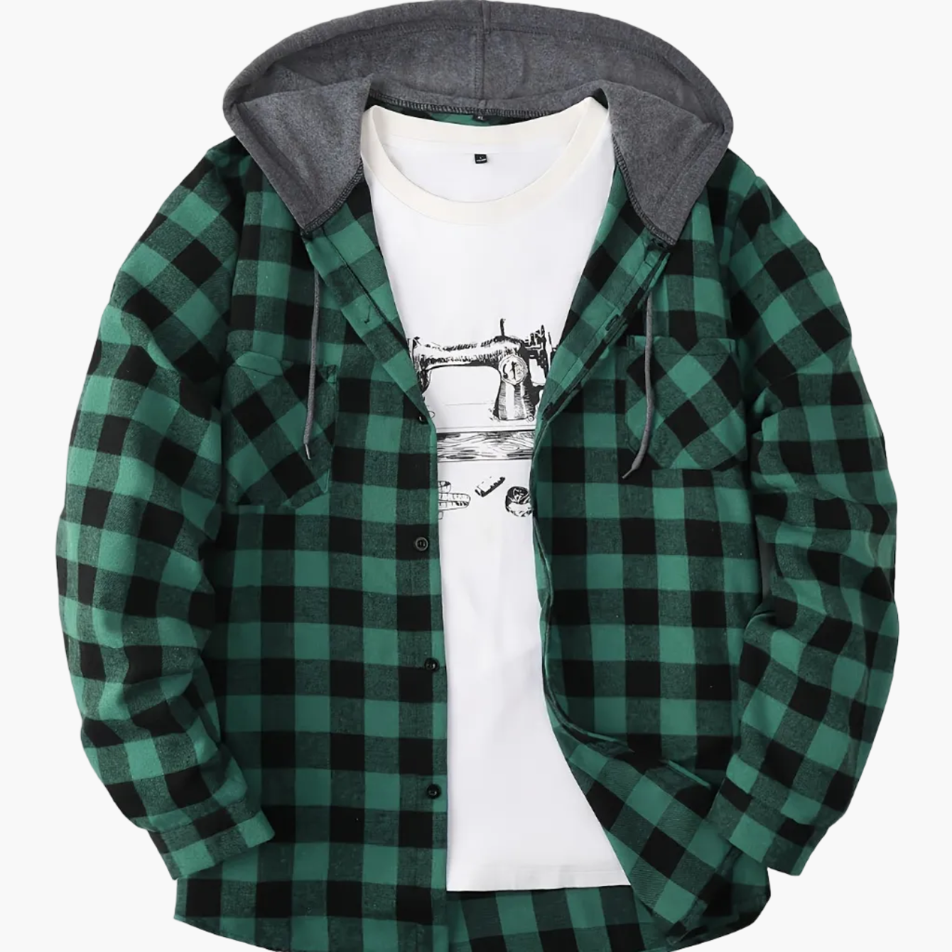 Men's Plaid Shirt with Hoodie in Casual Style – Perfect for Leisure and Everyday Wear