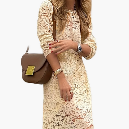 Women's Elegant Maxi Dress with Long Sleeves and Textured Pattern – Perfect for Everyday and Special Occasions